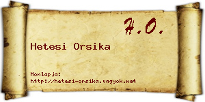Hetesi Orsika névjegykártya
